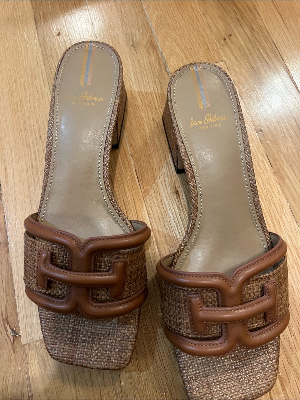 Sam Edelman Tan Brown Woven Slide Mules 7.5